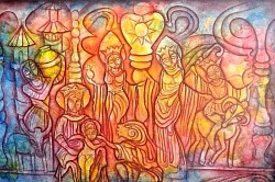Joseph Lesly      Peintre sculpteur Spiritualiste Haïtien.     Le Joyau 40/60 Acrylique sur toile US $ 5500